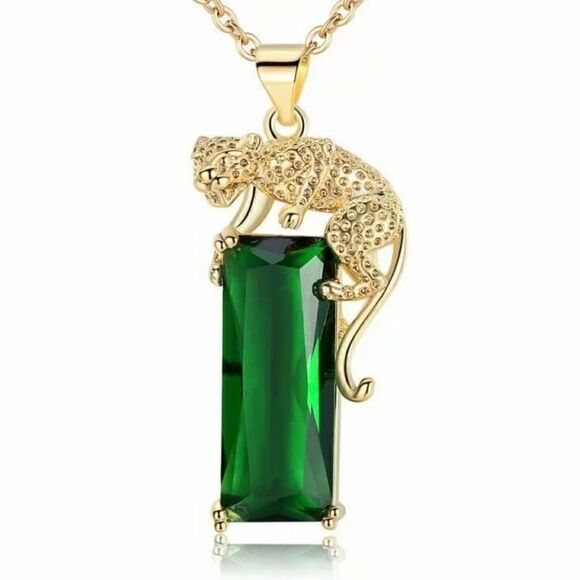 Gorgeous Leopard Emerald Necklace NWT - Picture 4 of 4